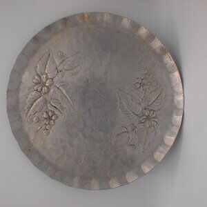 Vintage Hammered Aluminum Metal Serving Tray-12" Diameter